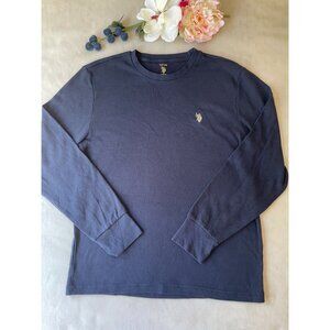 U.S. Polo Assn. Navy Blue Long Sleeve Waffle Knit Shirt XL Waffle Thermal Logo
